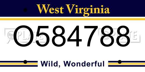 O584788 West Virginia License Plate