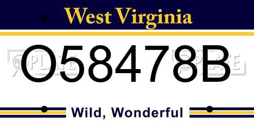 O58478B West Virginia License Plate