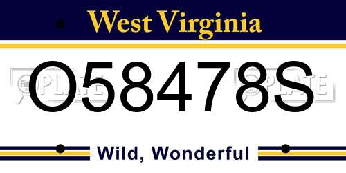 O58478S West Virginia License Plate