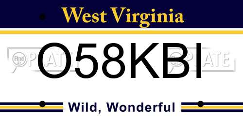 O58KBI West Virginia License Plate