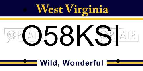O58KSI West Virginia License Plate