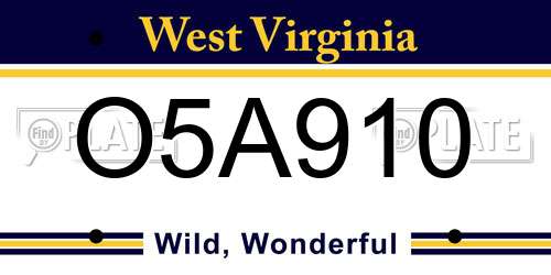 O5A910 West Virginia License Plate