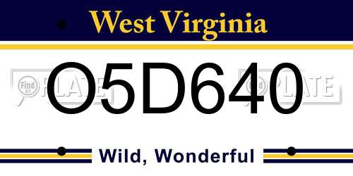 O5D640 West Virginia License Plate