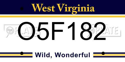O5F182 West Virginia License Plate