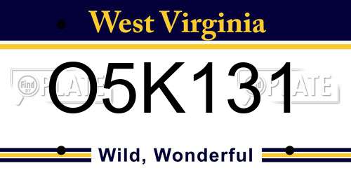 O5K131 West Virginia License Plate