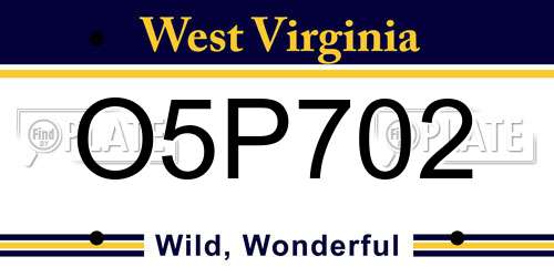 O5P702 West Virginia License Plate