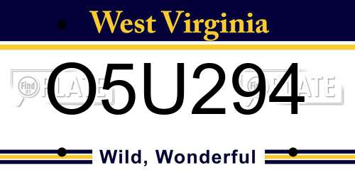 O5U294 West Virginia License Plate