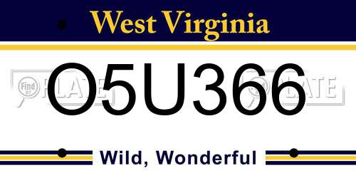 O5U366 West Virginia License Plate