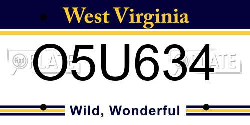 O5U634 West Virginia License Plate