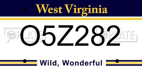 O5Z282 West Virginia License Plate
