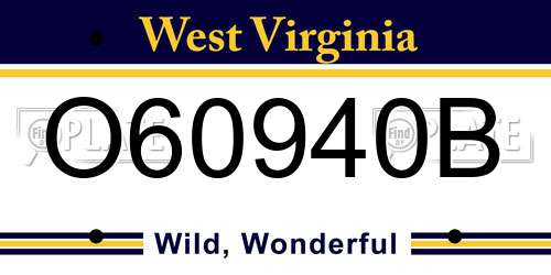 O60940B West Virginia License Plate
