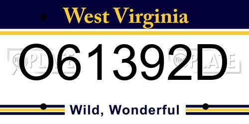 O61392D West Virginia License Plate