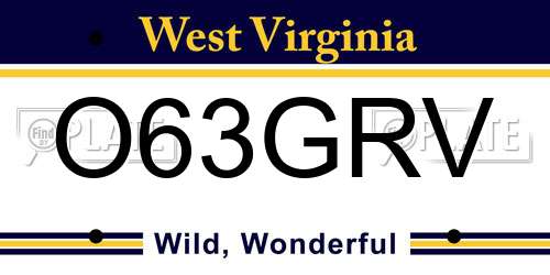 O63GRV West Virginia License Plate