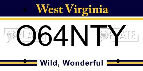 O64NTY West Virginia License Plate