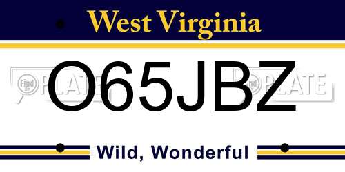 O65JBZ West Virginia License Plate