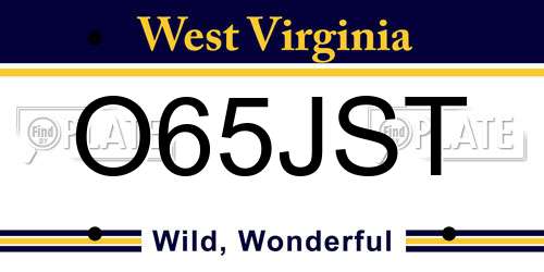 O65JST West Virginia License Plate