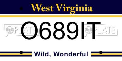 O689IT West Virginia License Plate