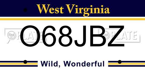 O68JBZ West Virginia License Plate