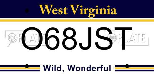 O68JST West Virginia License Plate