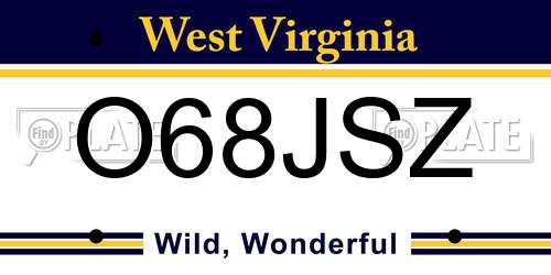 O68JSZ West Virginia License Plate