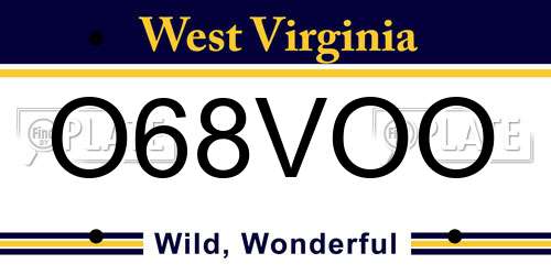 O68VOO West Virginia License Plate