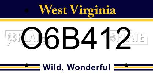 O6B412 West Virginia License Plate