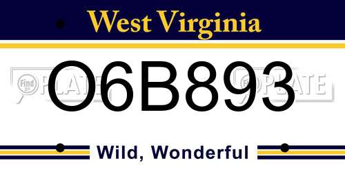 O6B893 West Virginia License Plate