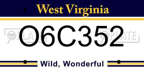 O6C352 West Virginia License Plate