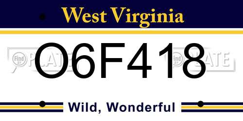 O6F418 West Virginia License Plate
