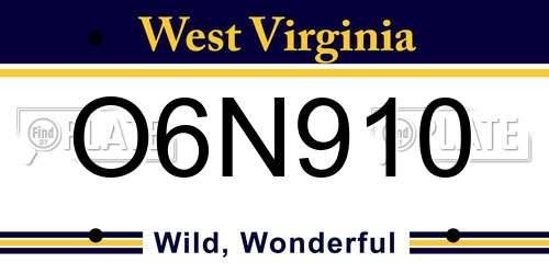 O6N910 West Virginia License Plate