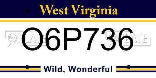 O6P736 West Virginia License Plate