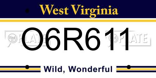 O6R611 West Virginia License Plate