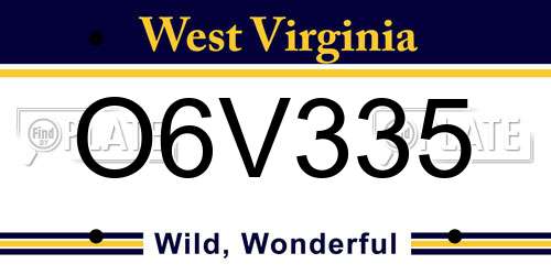 O6V335 West Virginia License Plate