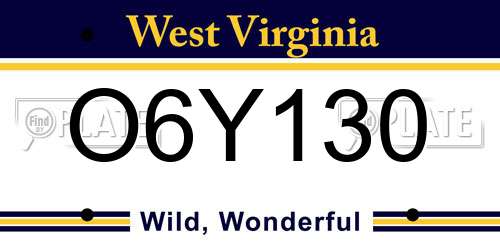 O6Y130 West Virginia License Plate