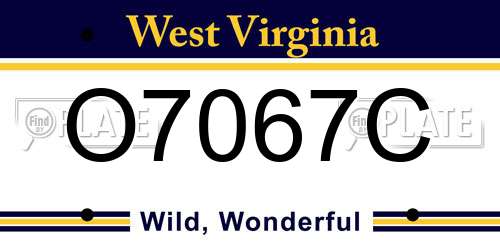 O7067C West Virginia License Plate