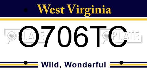 O706TC West Virginia License Plate