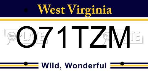O71TZM West Virginia License Plate