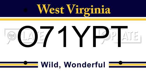 O71YPT West Virginia License Plate