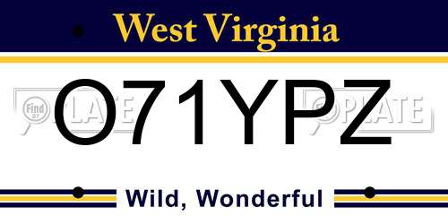 O71YPZ West Virginia License Plate