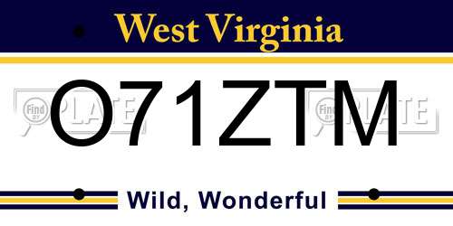 O71ZTM West Virginia License Plate