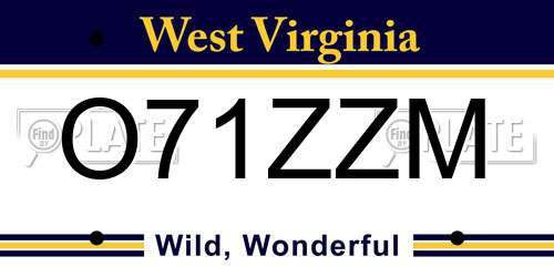O71ZZM West Virginia License Plate