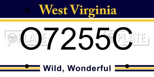 O7255C West Virginia License Plate