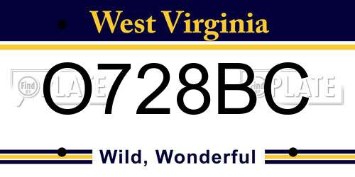 O728BC West Virginia License Plate
