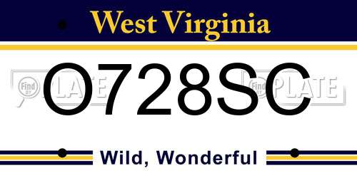 O728SC West Virginia License Plate