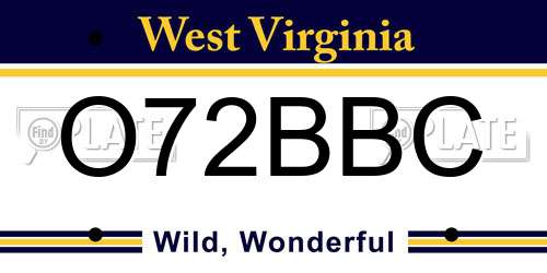 O72BBC West Virginia License Plate