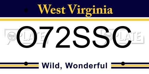 O72SSC West Virginia License Plate