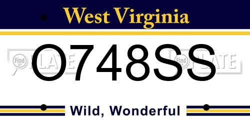 O748SS West Virginia License Plate
