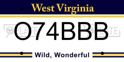 O74BBB West Virginia License Plate