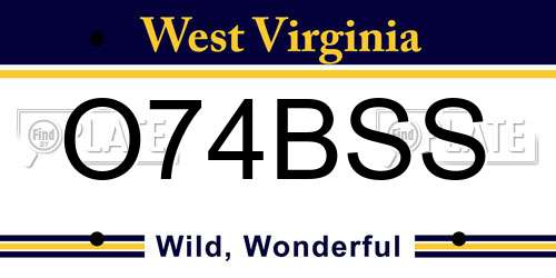 O74BSS West Virginia License Plate