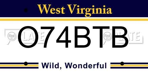 O74BTB West Virginia License Plate